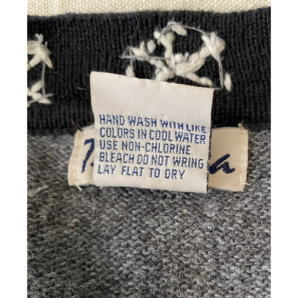 Vtg Timber Lea Cardigan Womens Medium Dark Grey Moose Holiday Zip Up Sweater - Picture 7 of 12